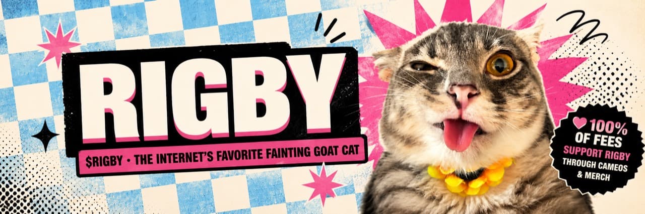 $RIGBY, the internet’s favorite fainting goat cat. 100% of fees support Rigby through Cameos and merch.
